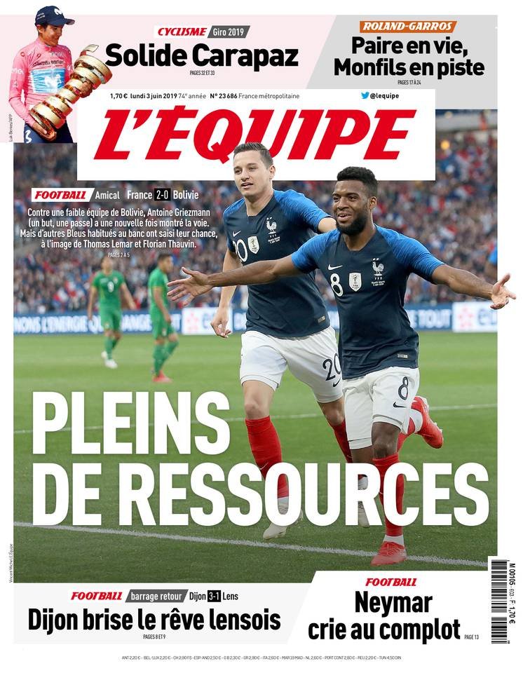 L’equipe du 03 Juin 2019