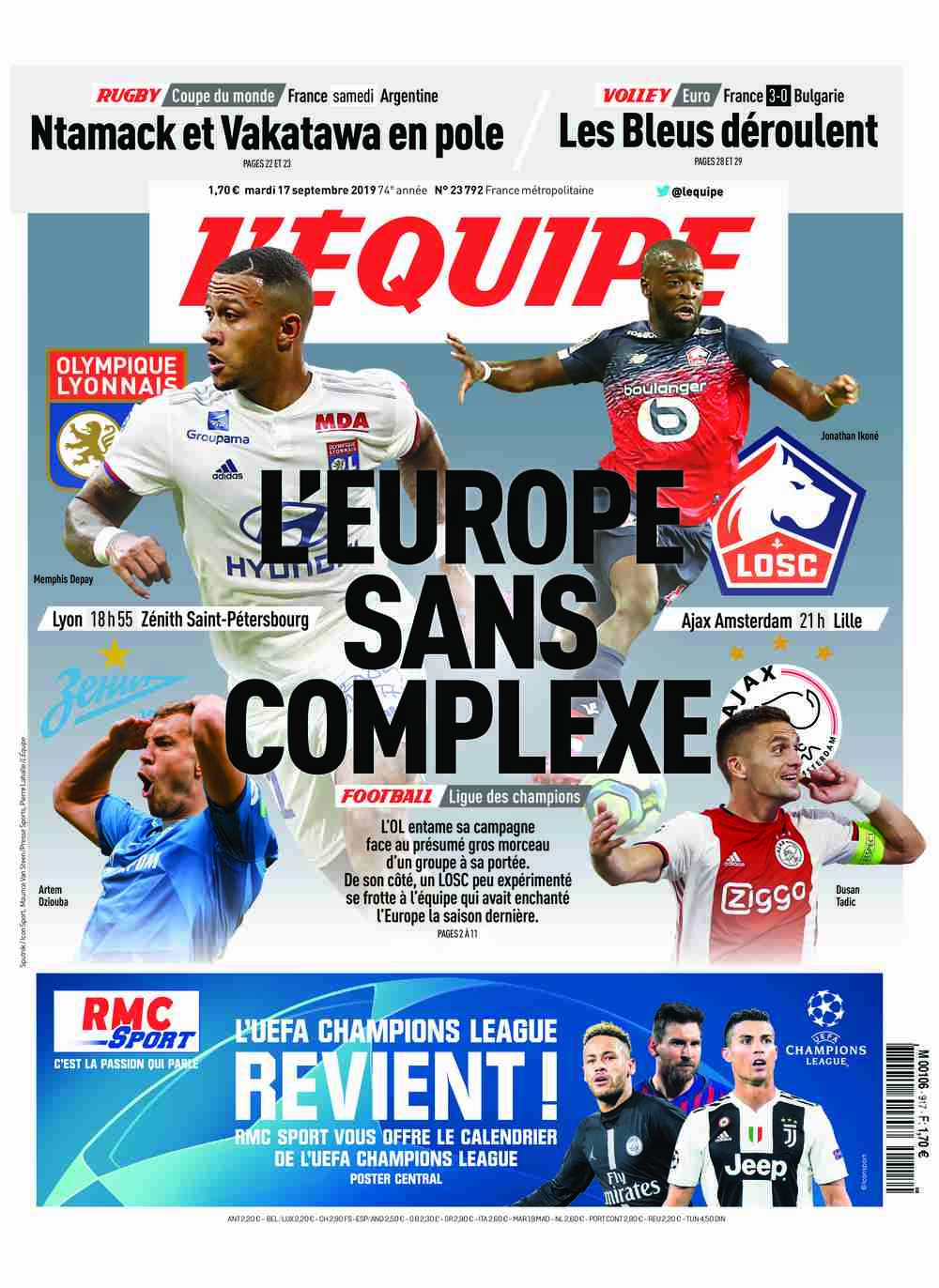 L’equipe du 17 Septembre 2019