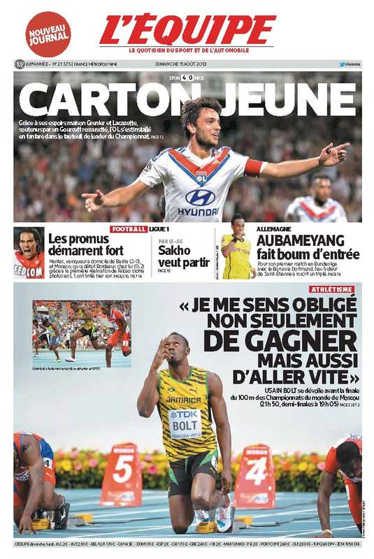 L'Equipe du Dimanche 11 Août 2013