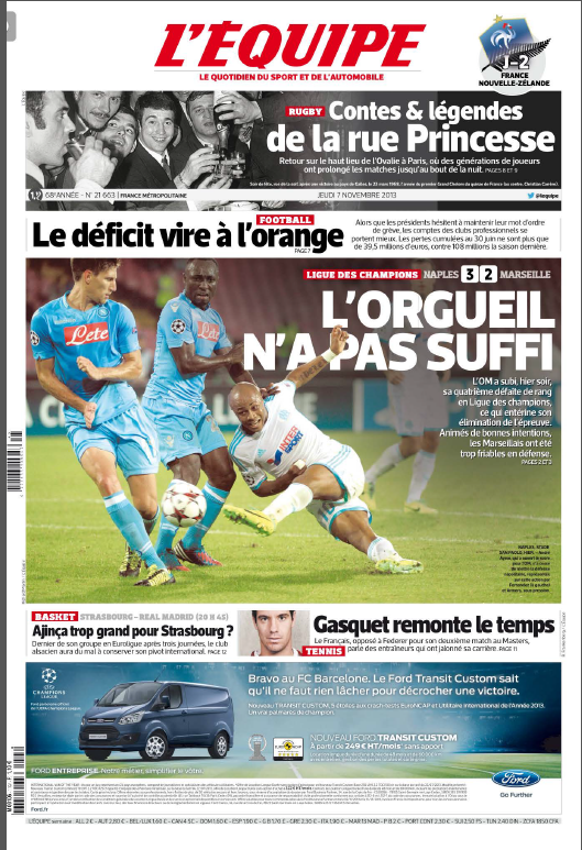 L'équipe du jeudi 07 novembre 2013