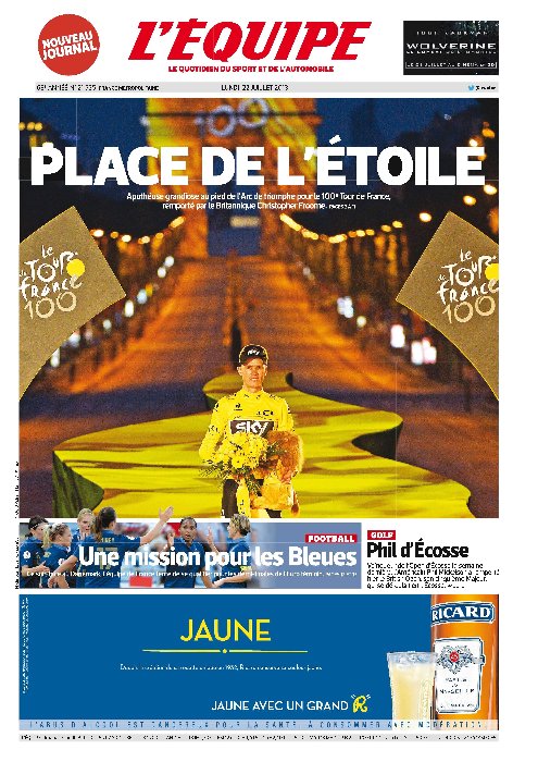 L'Equipe du lundi 22 Juillet 2013