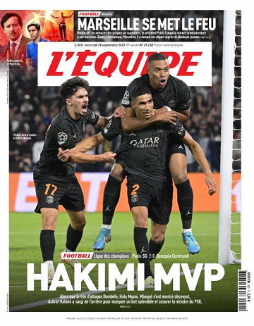 L’equipe du Mercredi 20 Septembre 2023