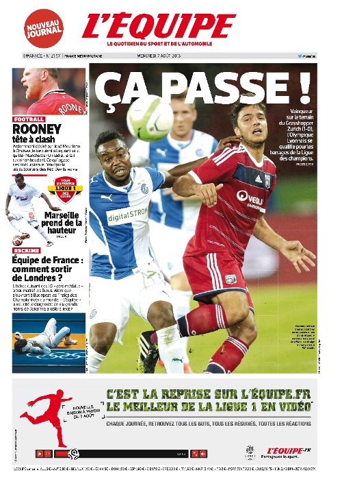 L'Equipe du Mercredi 7 Août 2013