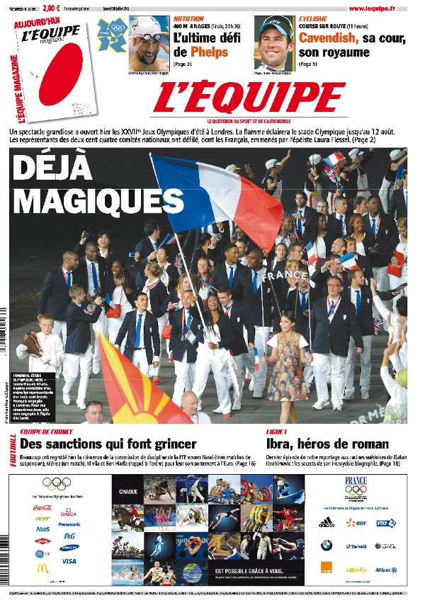 L'equipe Edition du 28 Juillet 2012