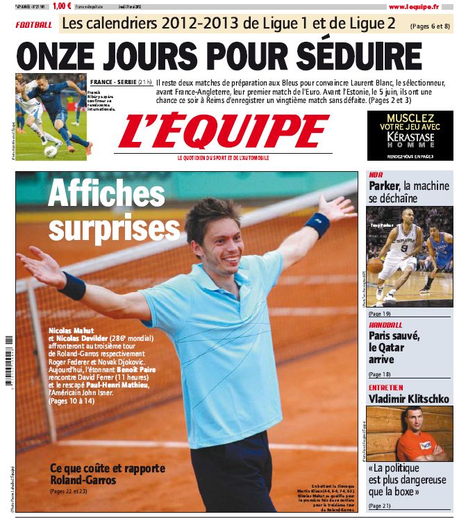 L'equipe Edition du 31 mai 2012