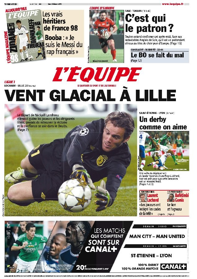 L'equipe Edition du 8 Decembre 2012