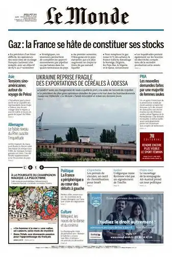 Le Monde du 02 Aout 2022