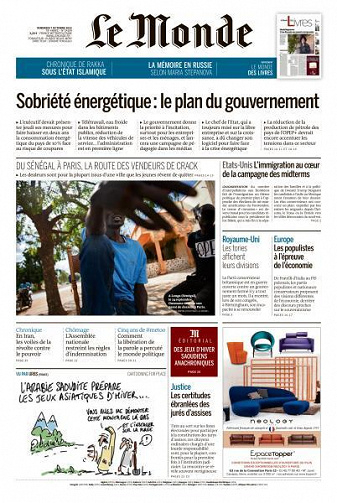 Le Monde du 7 Octobre 2022