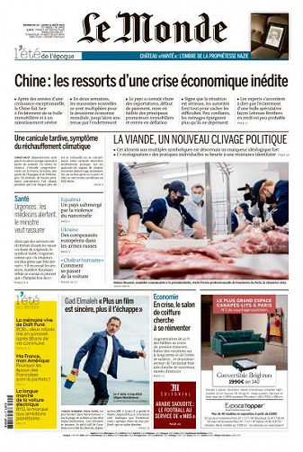 Le Monde du Dimanche 20 et Lundi 21 Août 2023