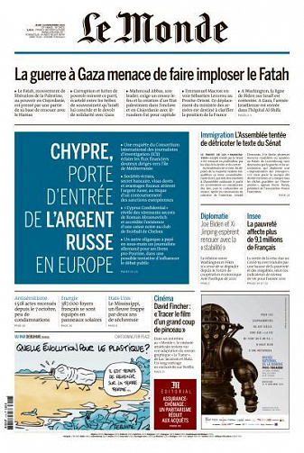 Le Monde du Jeudi 16 Novembre 2023