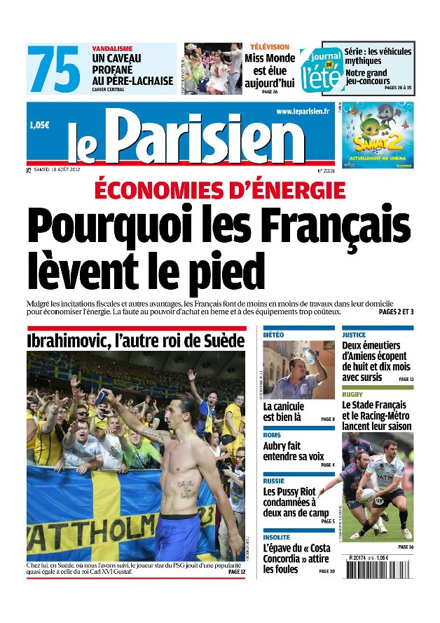 Le Parisien du 18 Août 2012